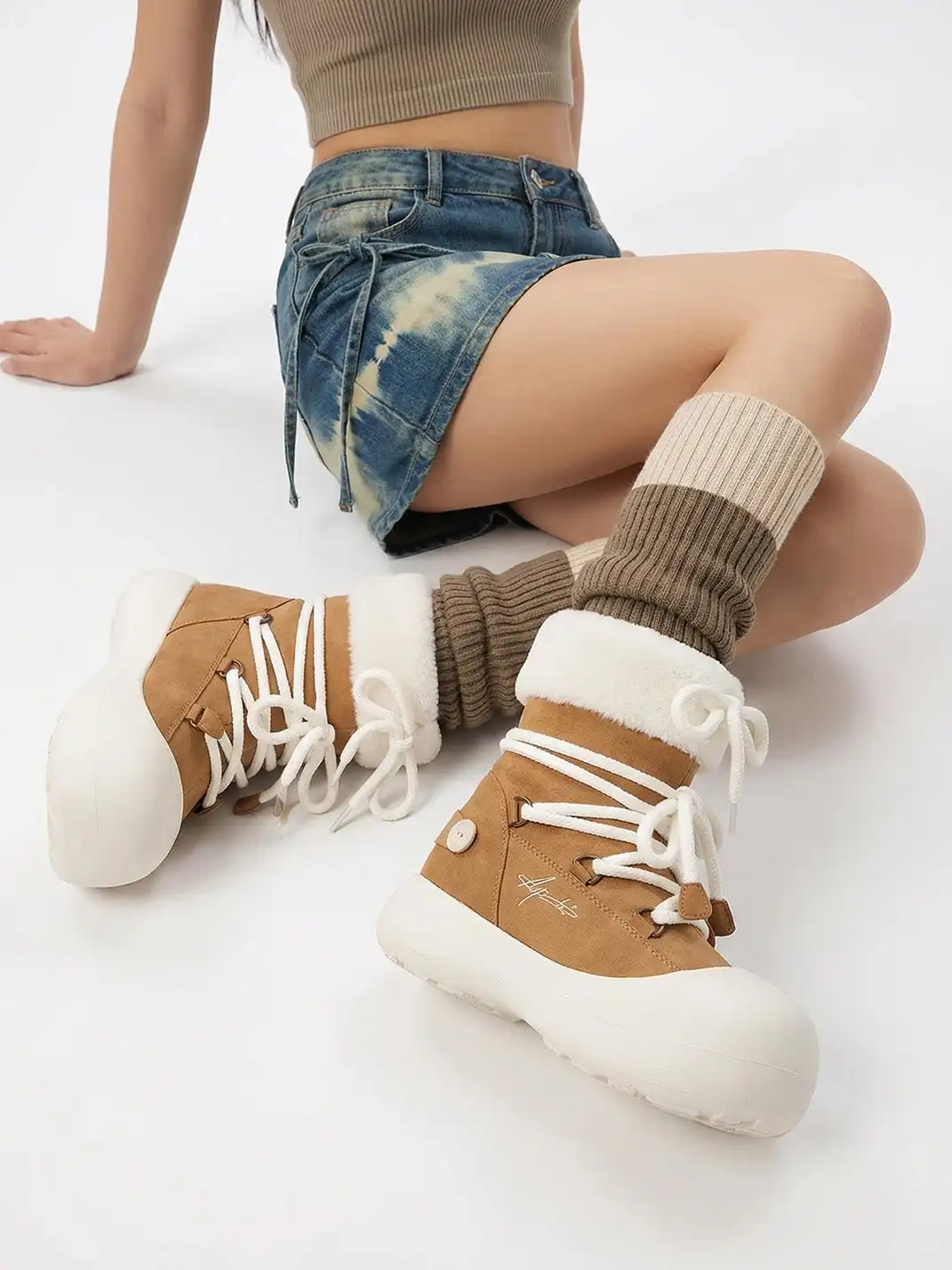 KILLWINNER丨Short Fur Long Tube Snow Boots