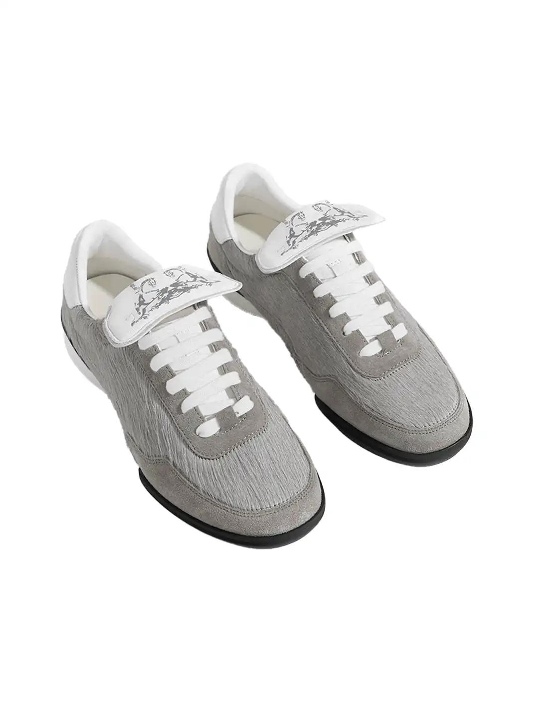 Fourth3ex | Grey Fur-Lined Platform Sneakers
