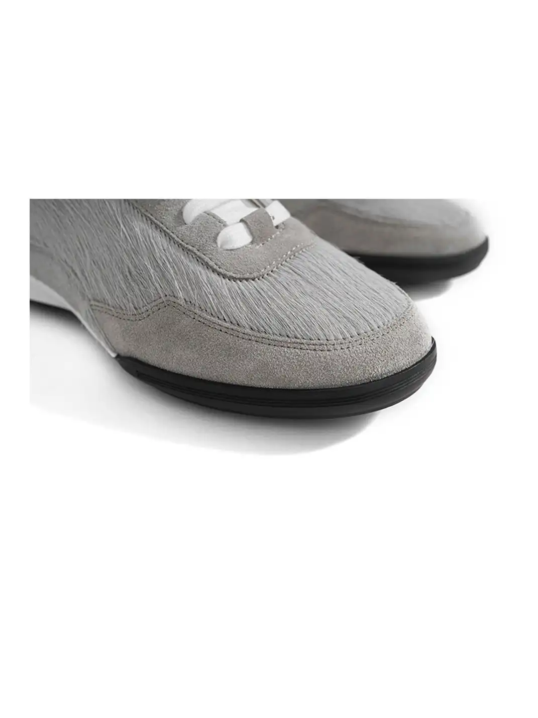 Fourth3ex | Grey Fur-Lined Platform Sneakers