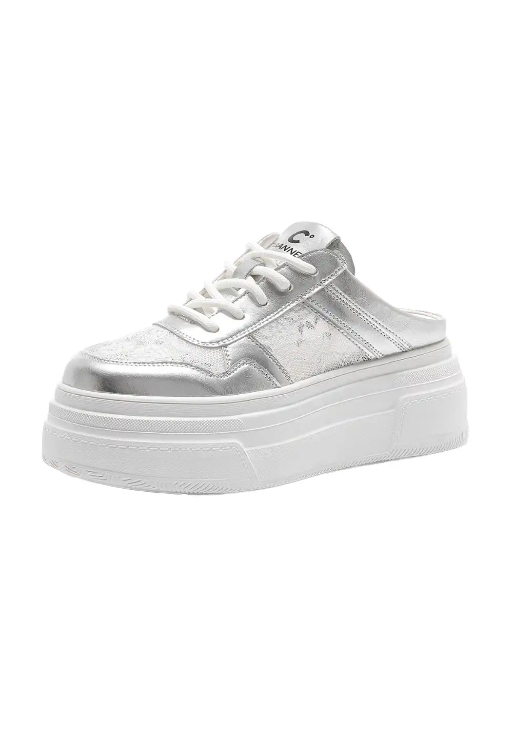 C.BANNER丨Lace Platform Slip-On Mules