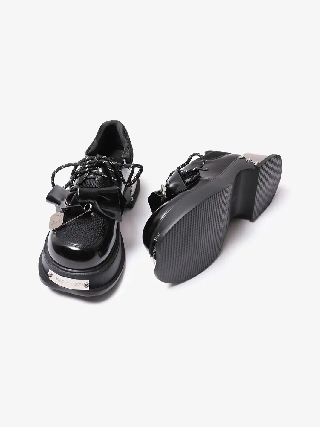PINJIAHUI | Metal Detail Leather Platform Loafers