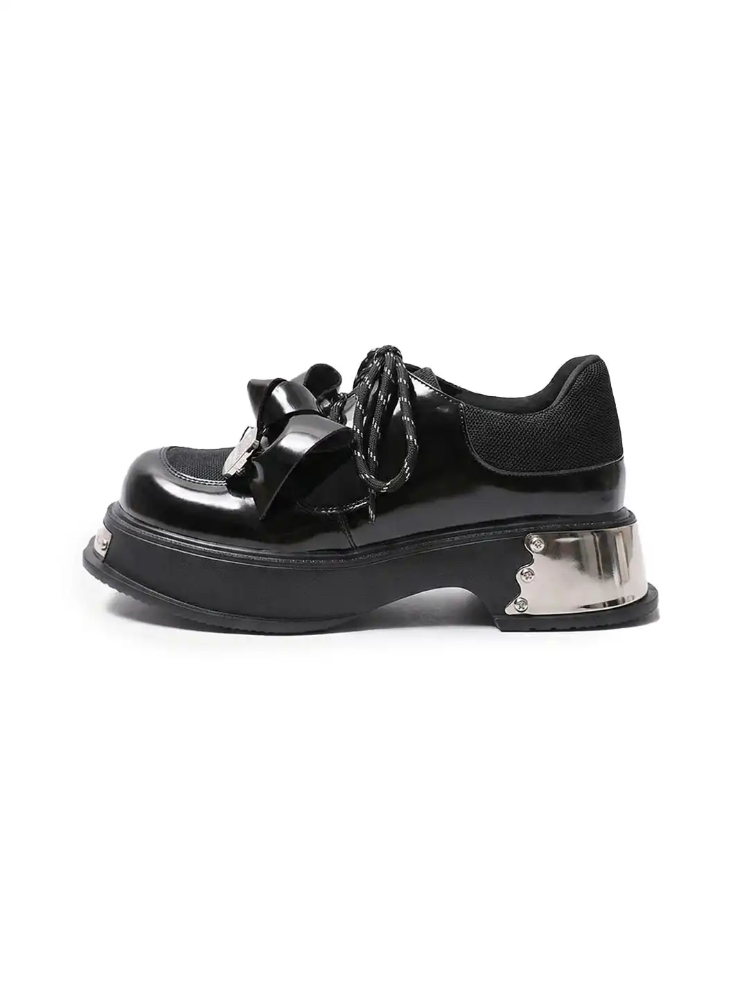 PINJIAHUI | Metal Detail Leather Platform Loafers