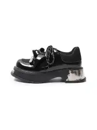 PINJIAHUI | Metal Detail Leather Platform Loafers