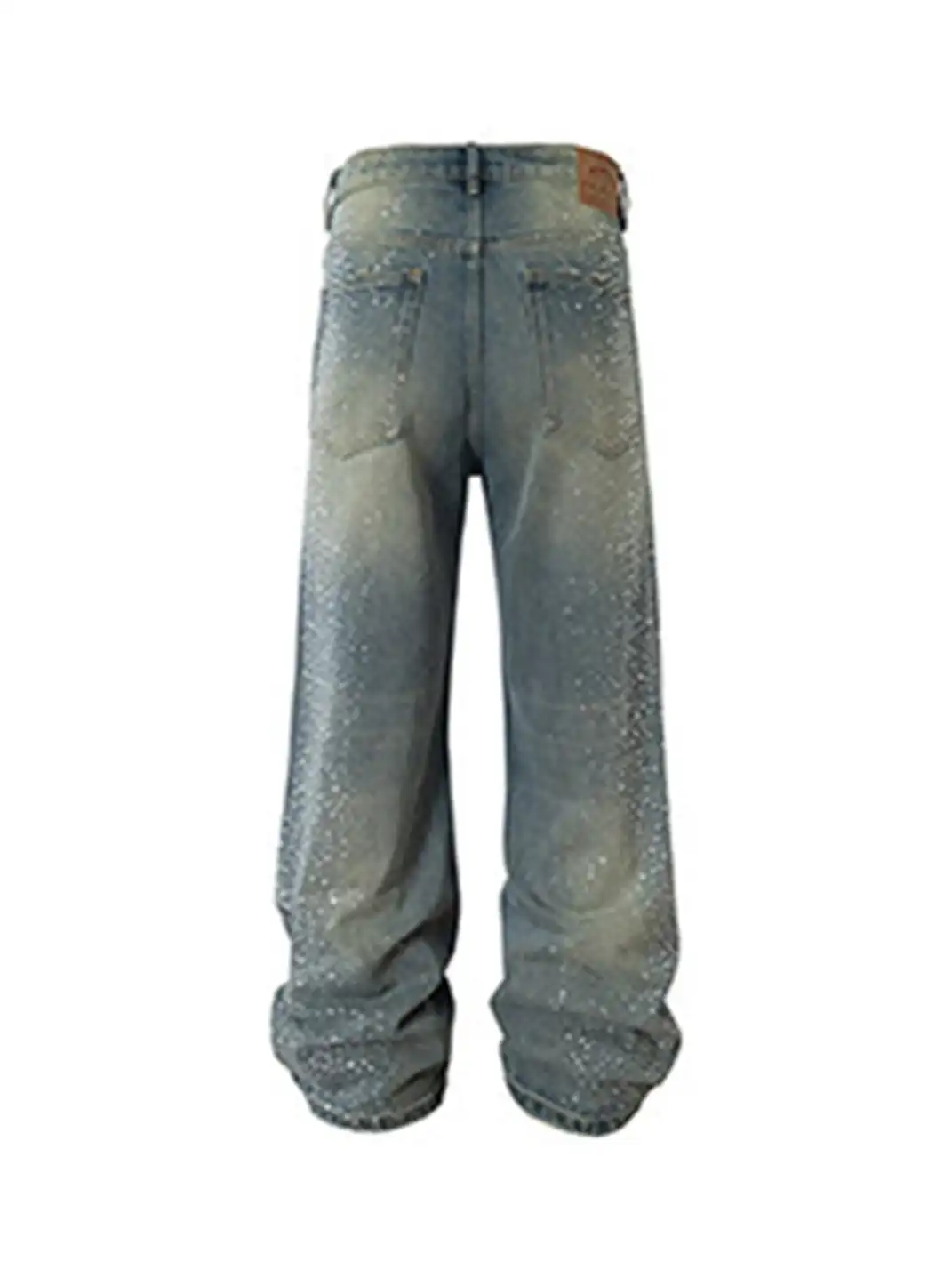 YADcrew | Sequined Rhinestone Straight Leg Jeans