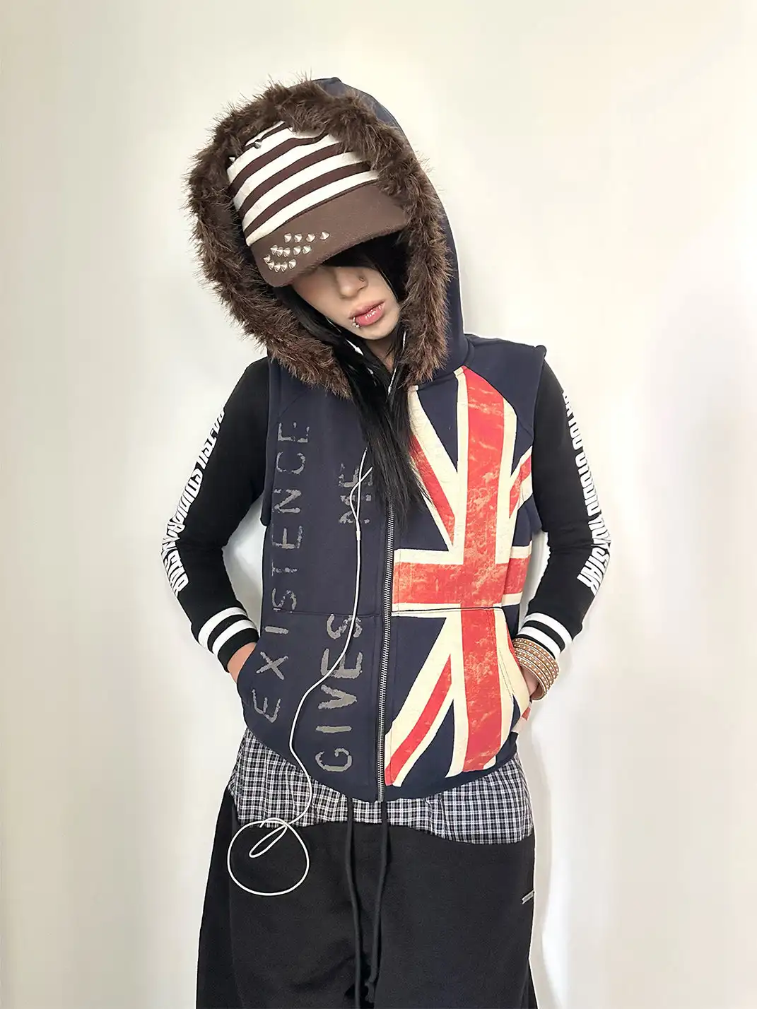 TZ killer | Frayed Hooded Printed Vest