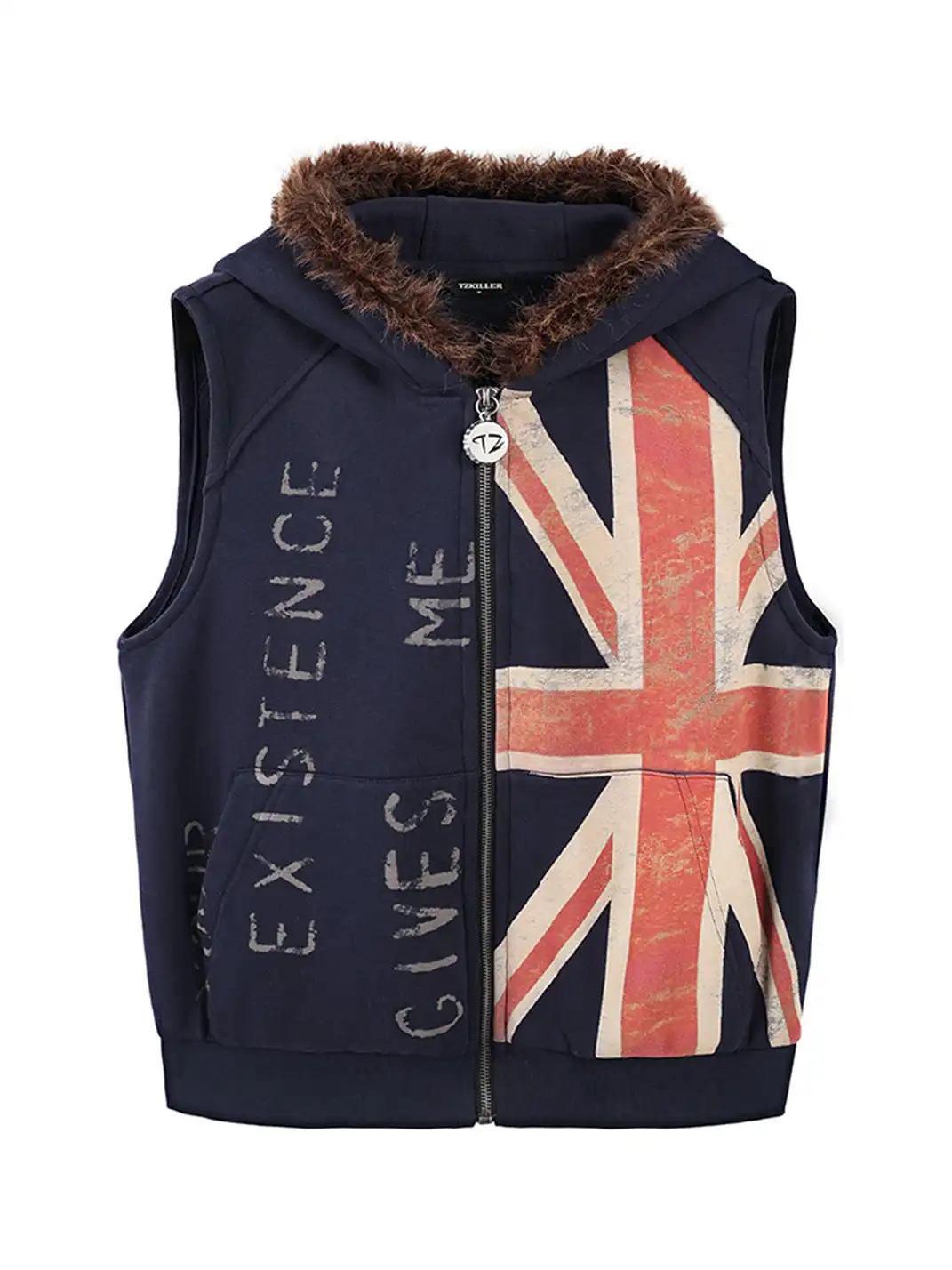 TZ killer | Frayed Hooded Printed Vest