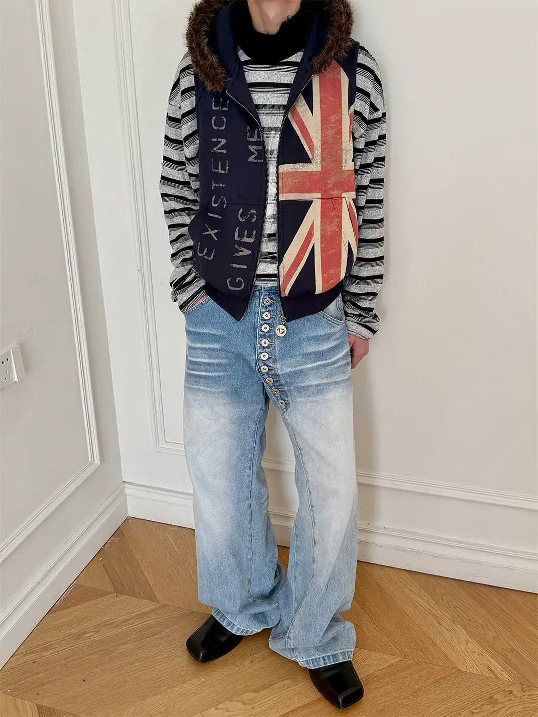 TZ killer | Frayed Hooded Printed Vest