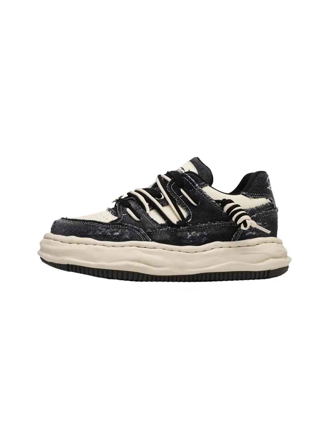 FGMM | Retro Distressed Denim Wavy Sole Sneakers