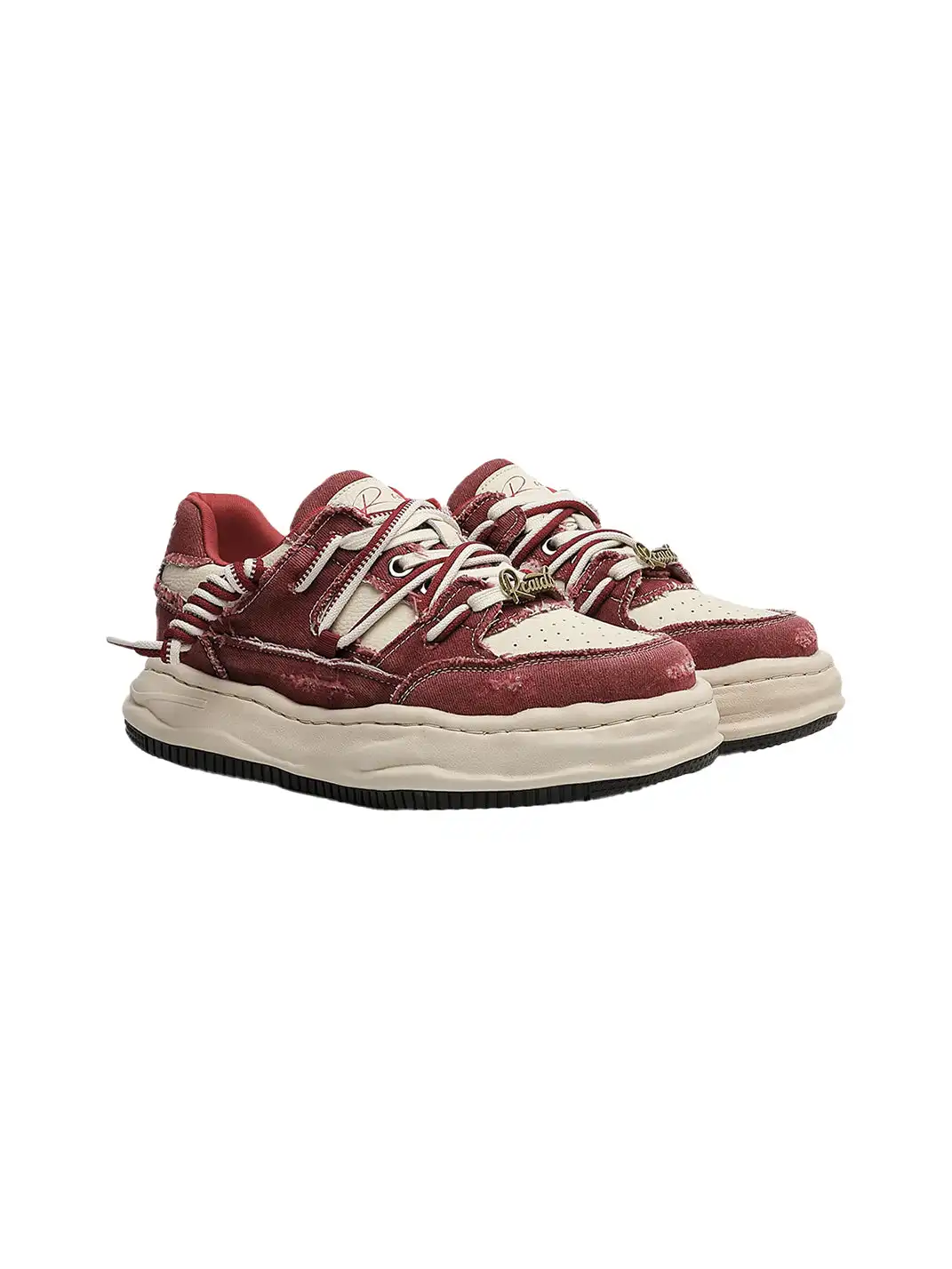FGMM | Retro Distressed Denim Wavy Sole Sneakers