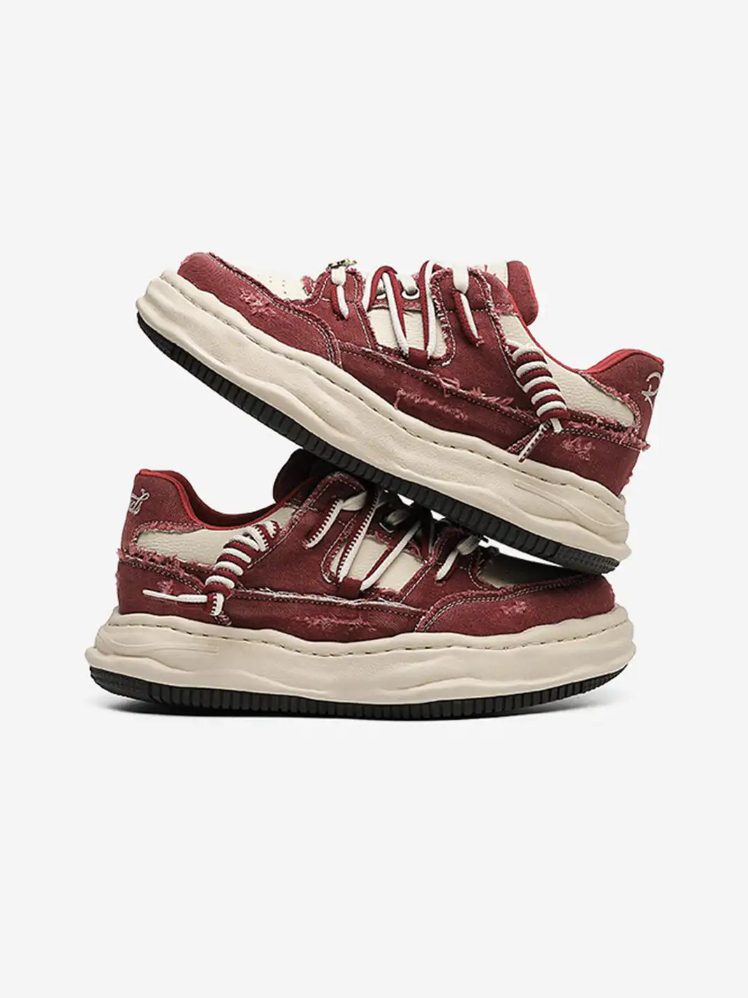 FGMM | Retro Distressed Denim Wavy Sole Sneakers