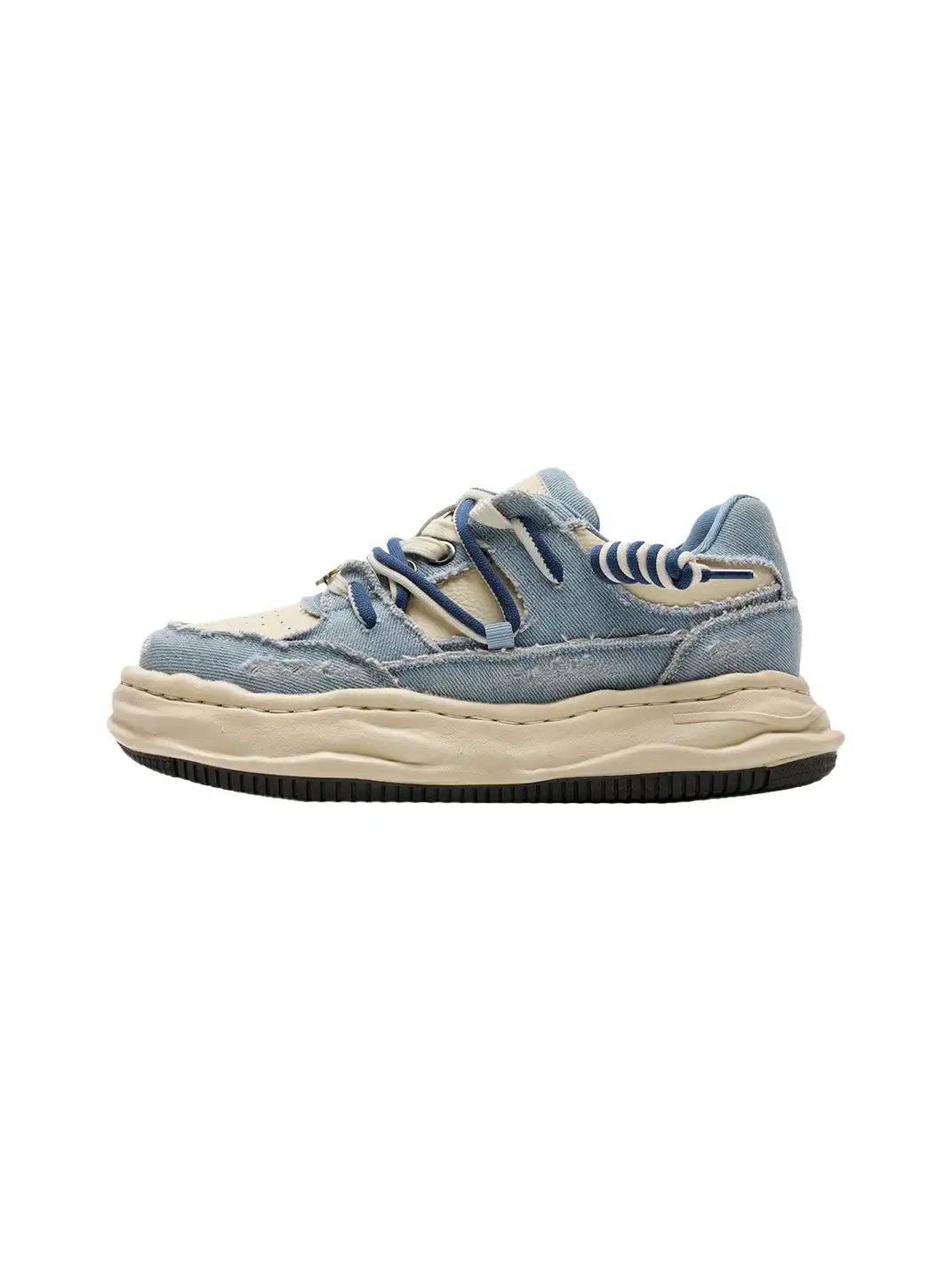 FGMM | Retro Distressed Denim Wavy Sole Sneakers