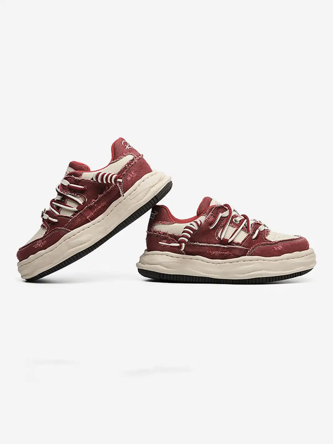 FGMM | Retro Distressed Denim Wavy Sole Sneakers