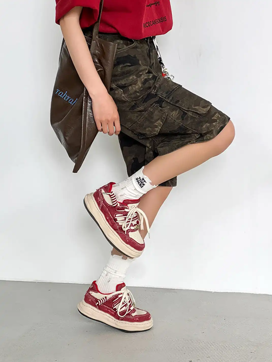 FGMM | Retro Distressed Denim Wavy Sole Sneakers