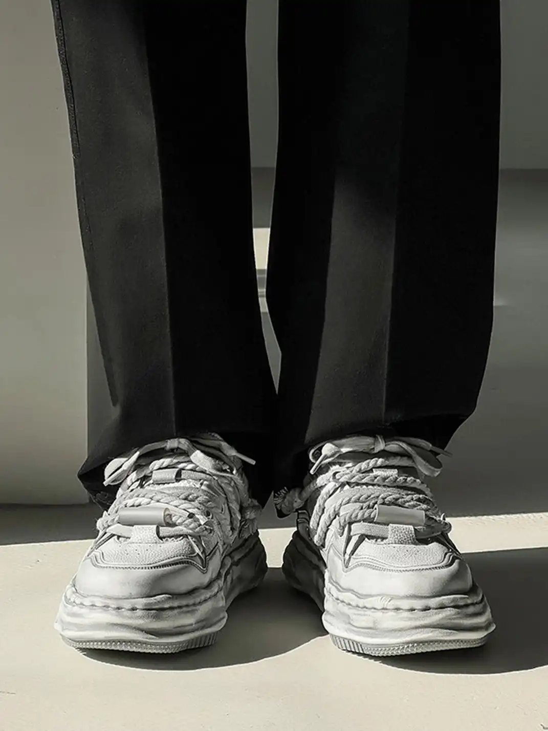 FGMM | Vintage Washed Wavy Sole Chunky Sneakers