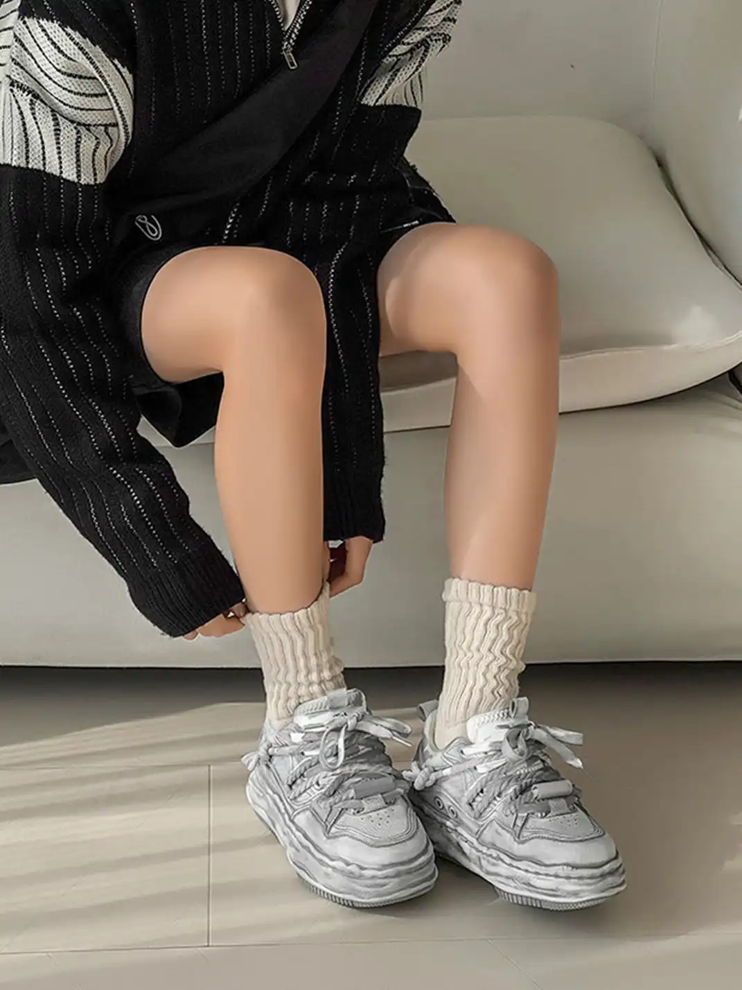 FGMM | Vintage Washed Wavy Sole Chunky Sneakers