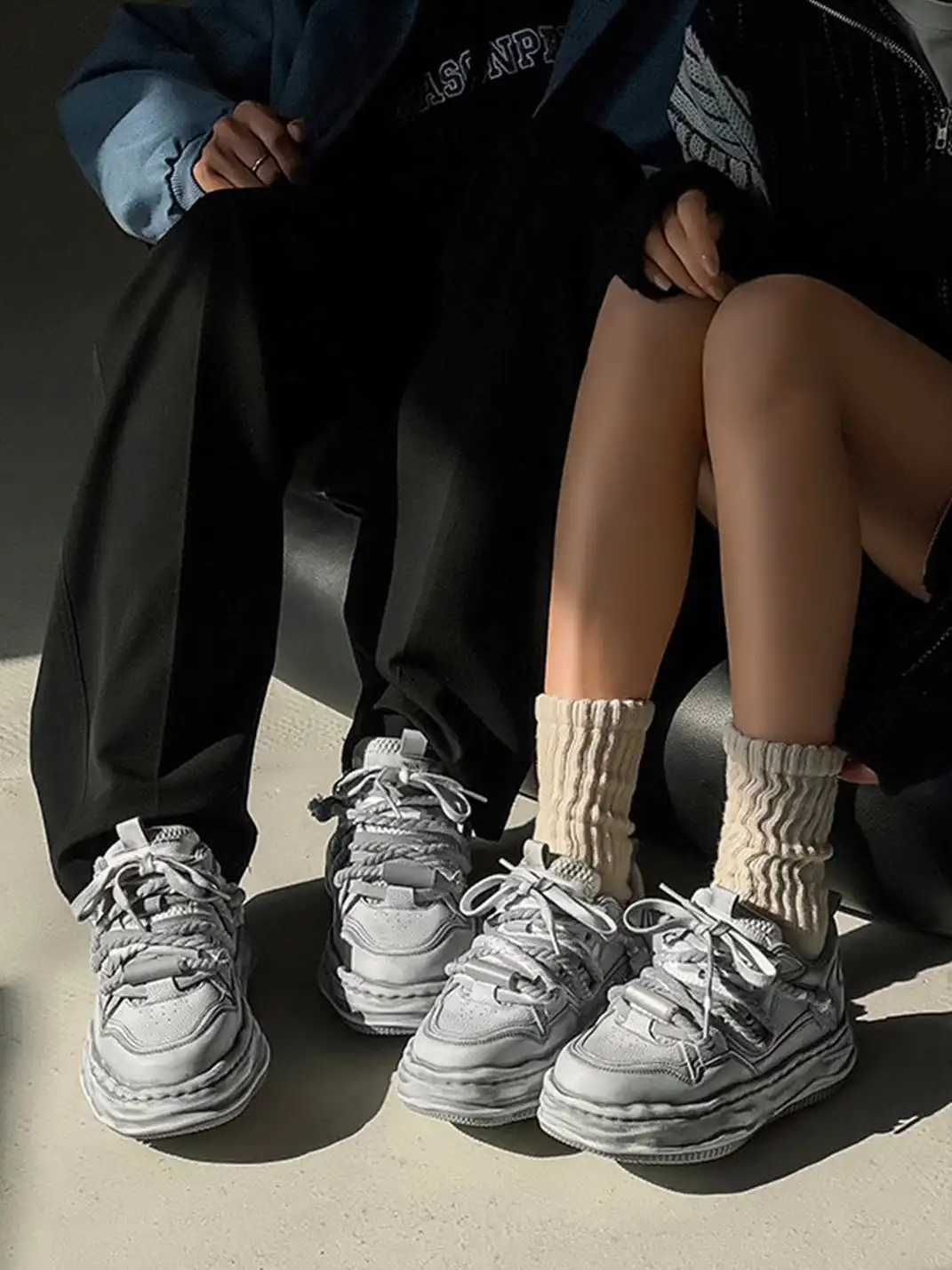 FGMM | Vintage Washed Wavy Sole Chunky Sneakers
