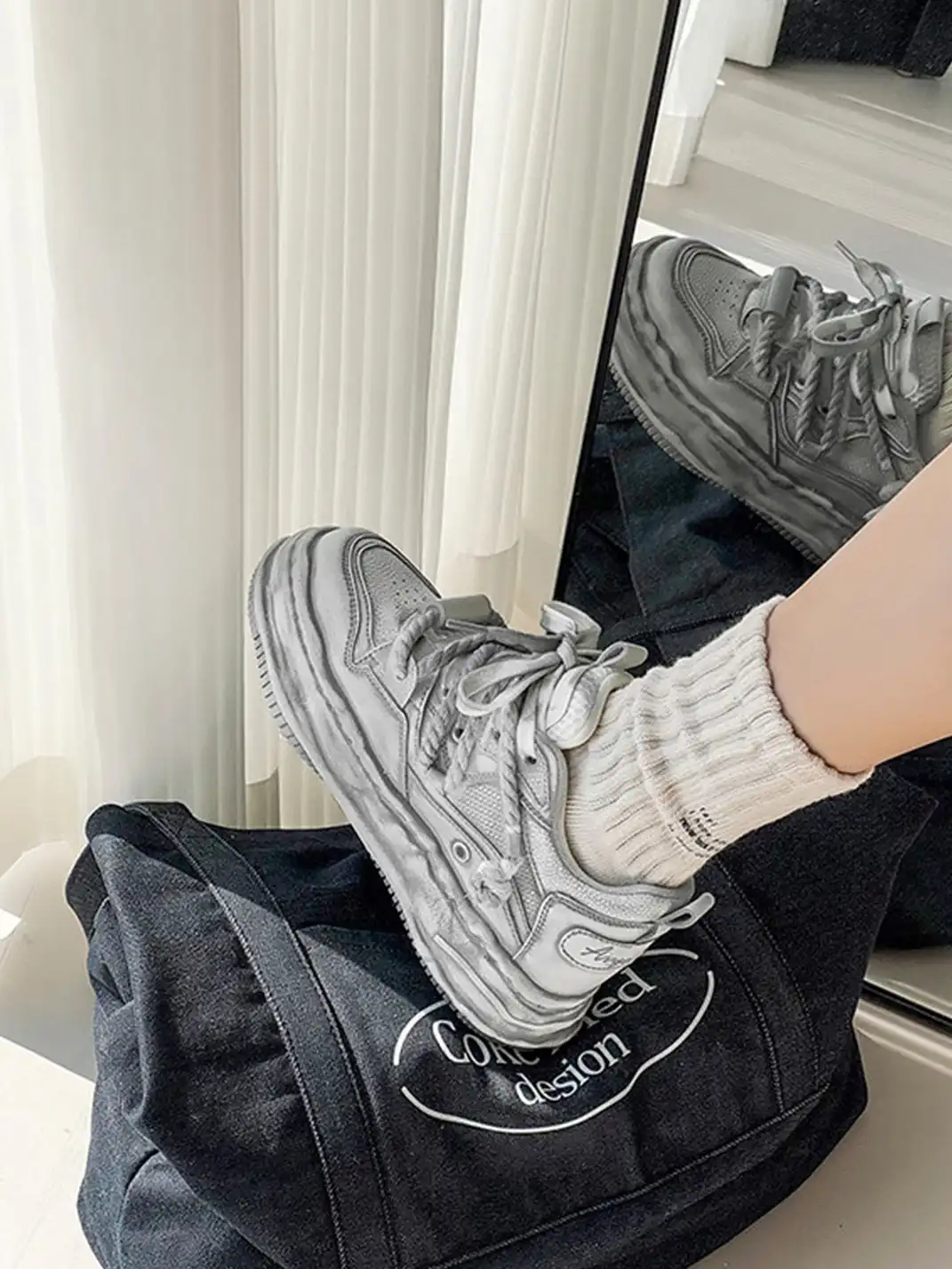 FGMM | Vintage Washed Wavy Sole Chunky Sneakers