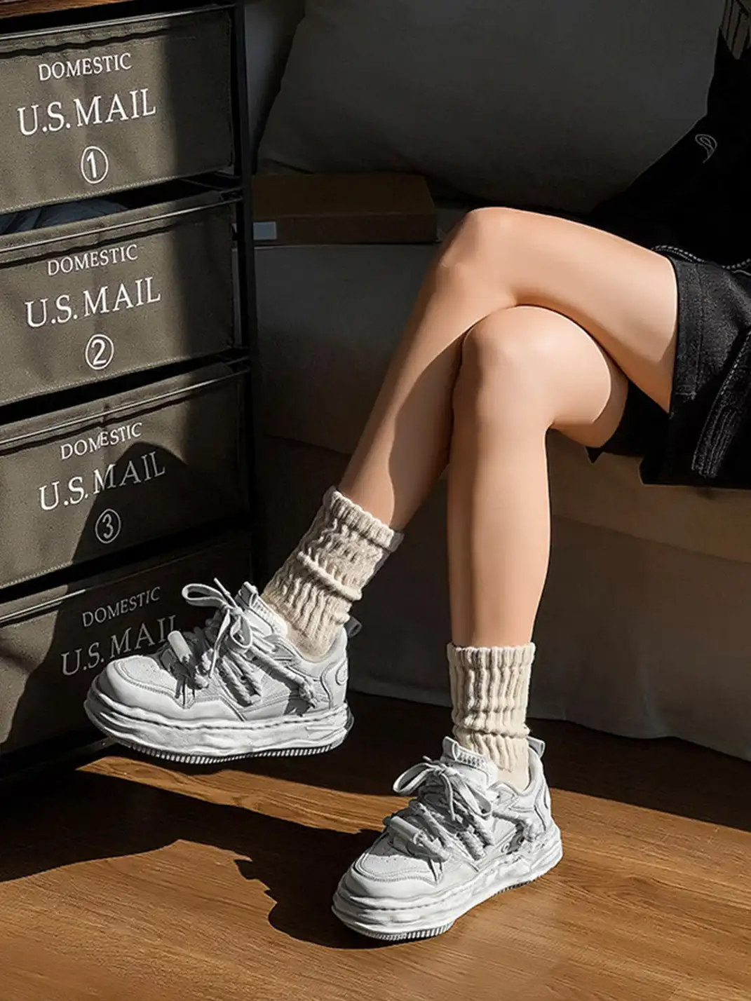 FGMM | Vintage Washed Wavy Sole Chunky Sneakers