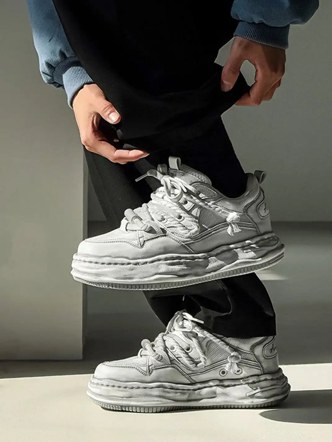 FGMM | Vintage Washed Wavy Sole Chunky Sneakers