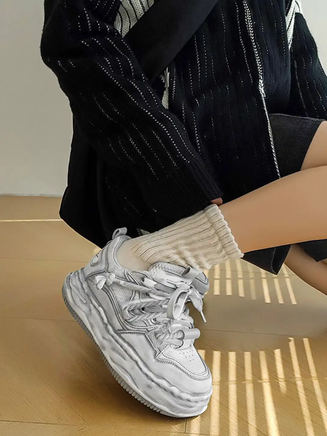 FGMM | Vintage Washed Wavy Sole Chunky Sneakers