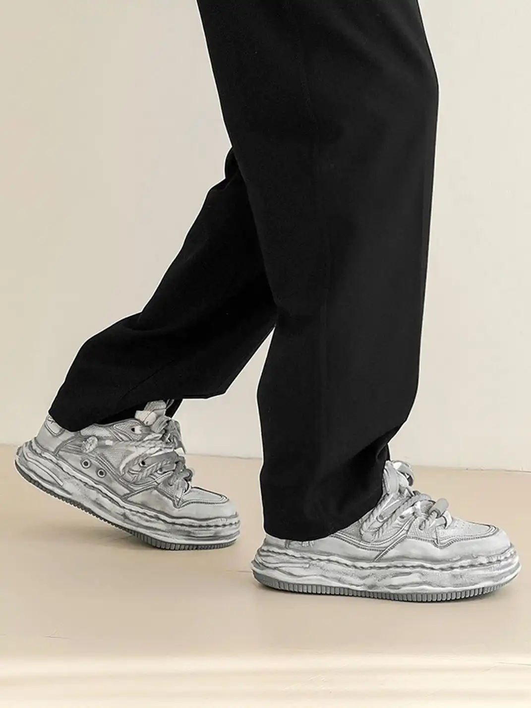 FGMM | Vintage Washed Wavy Sole Chunky Sneakers
