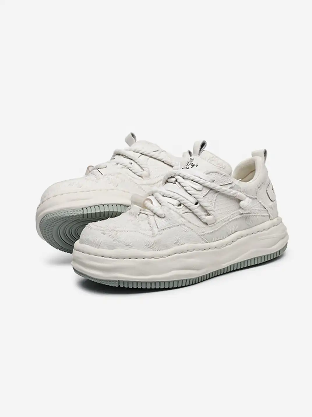 FGMM | Frayed Fabric Wavy Sole Chunky Sneakers