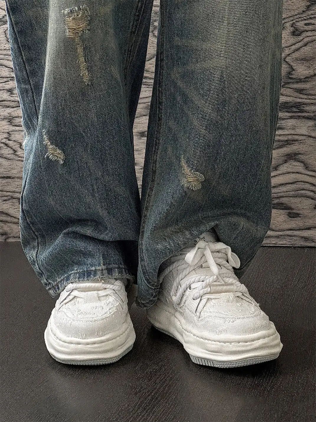 FGMM | Frayed Fabric Wavy Sole Chunky Sneakers