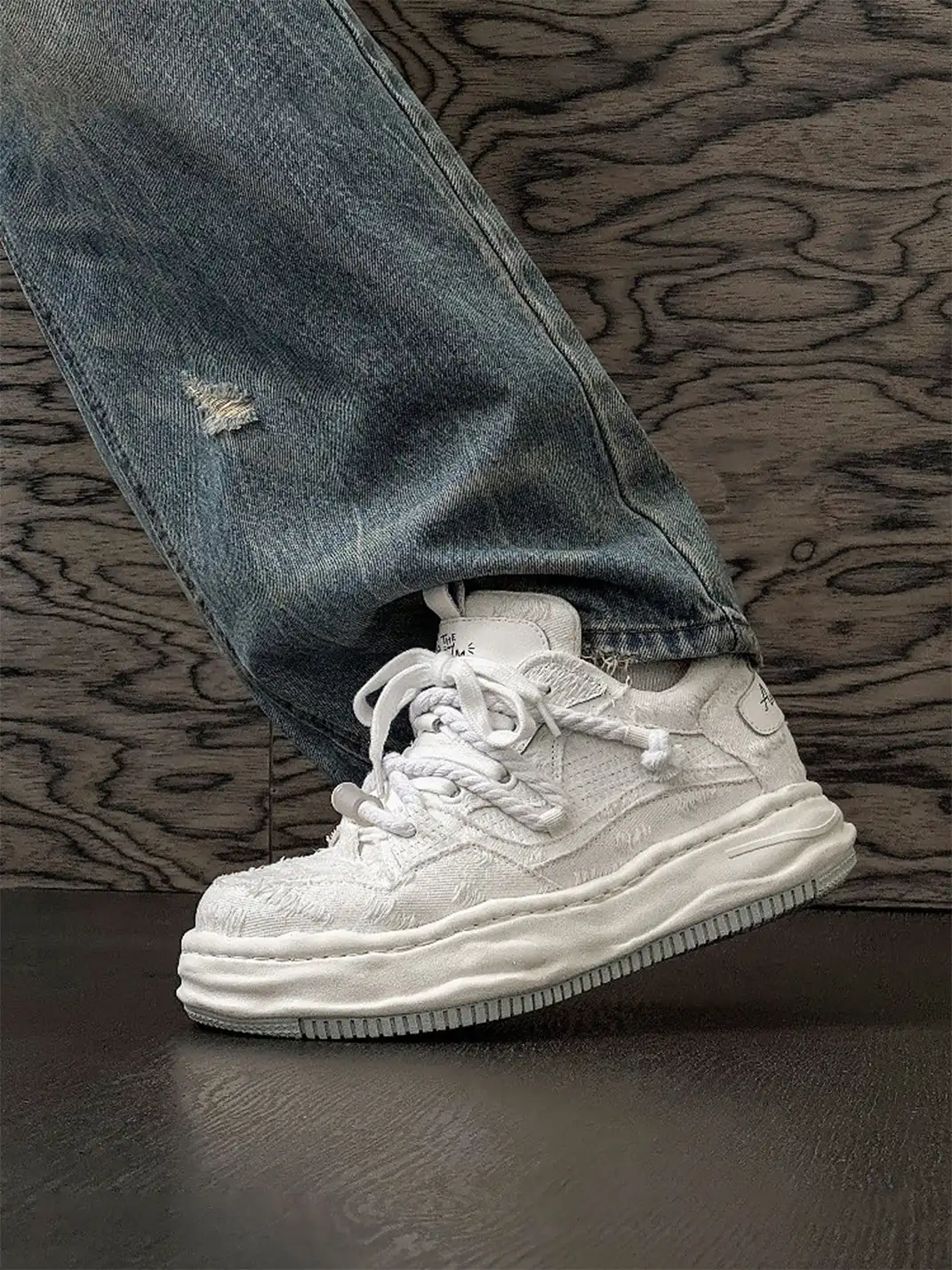 FGMM | Frayed Fabric Wavy Sole Chunky Sneakers
