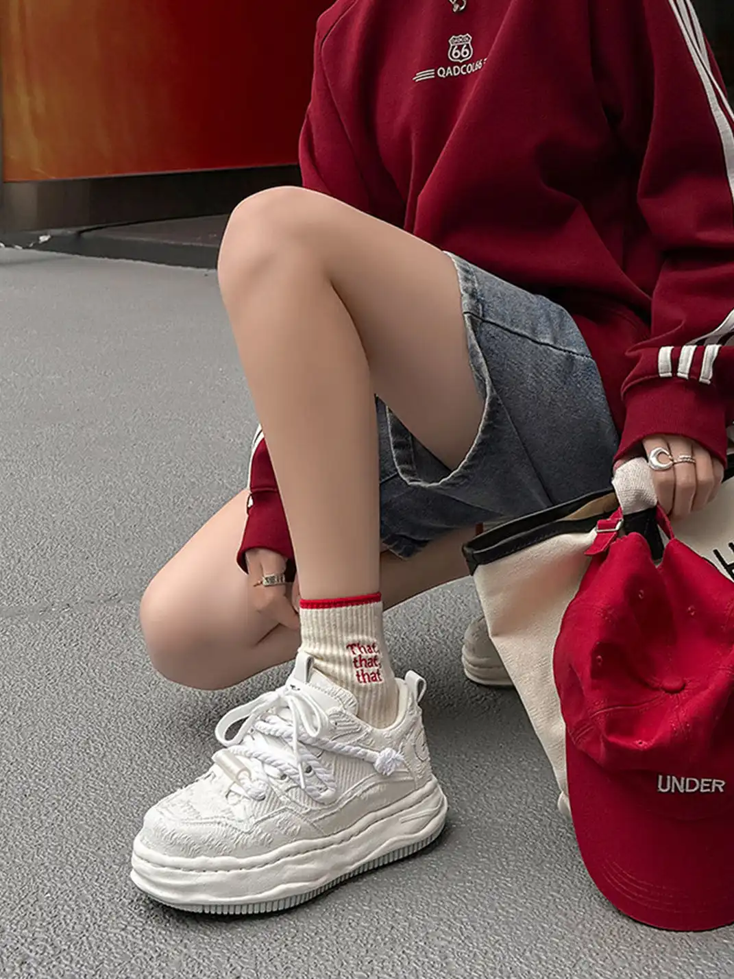 FGMM | Frayed Fabric Wavy Sole Chunky Sneakers