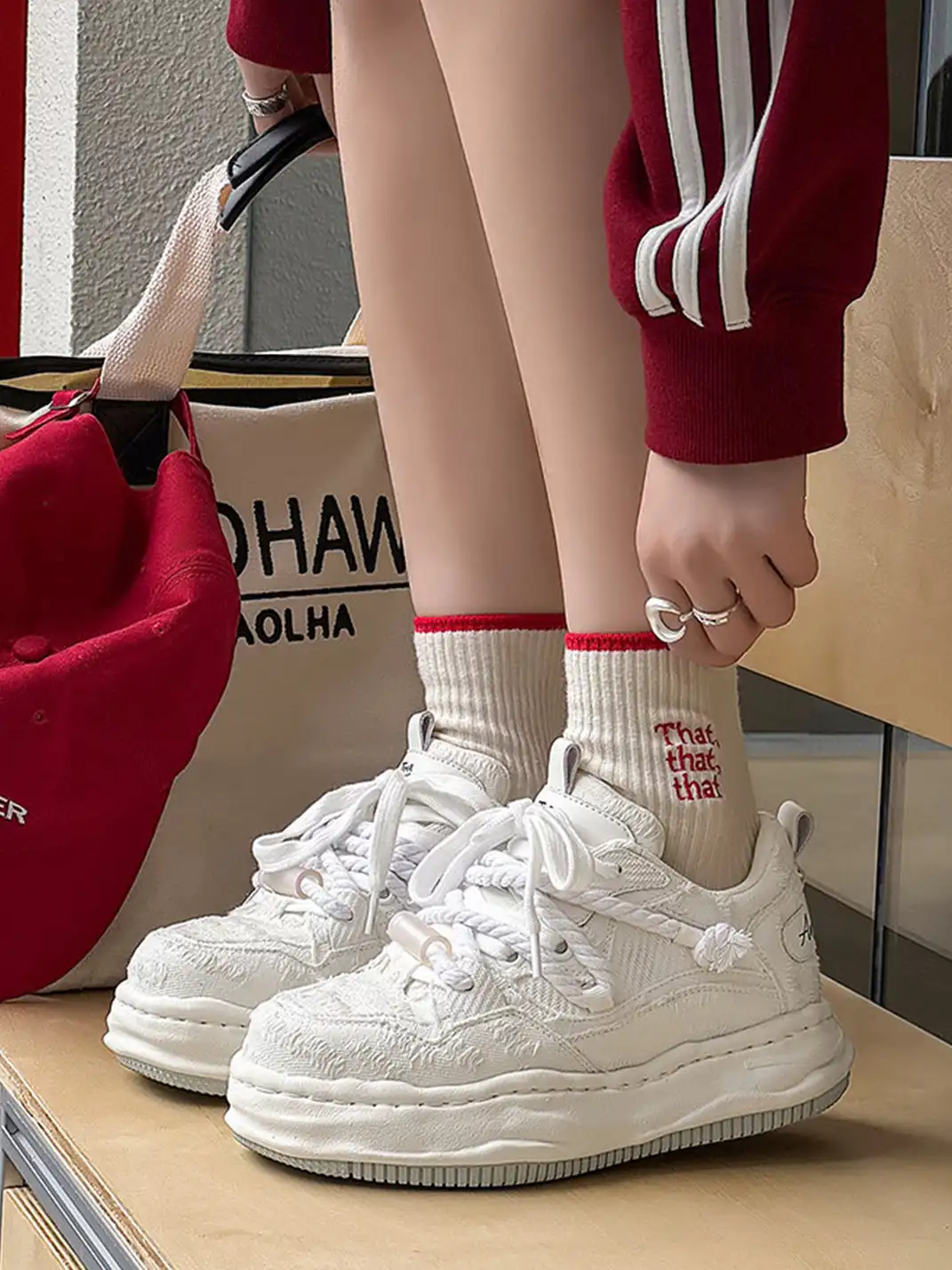 FGMM | Frayed Fabric Wavy Sole Chunky Sneakers
