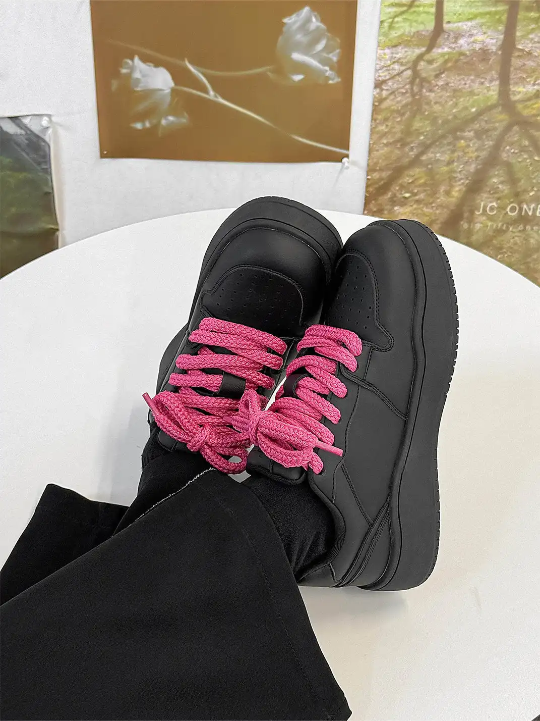 FGMM | Contrast Lacing Structured Chunky Sneakers