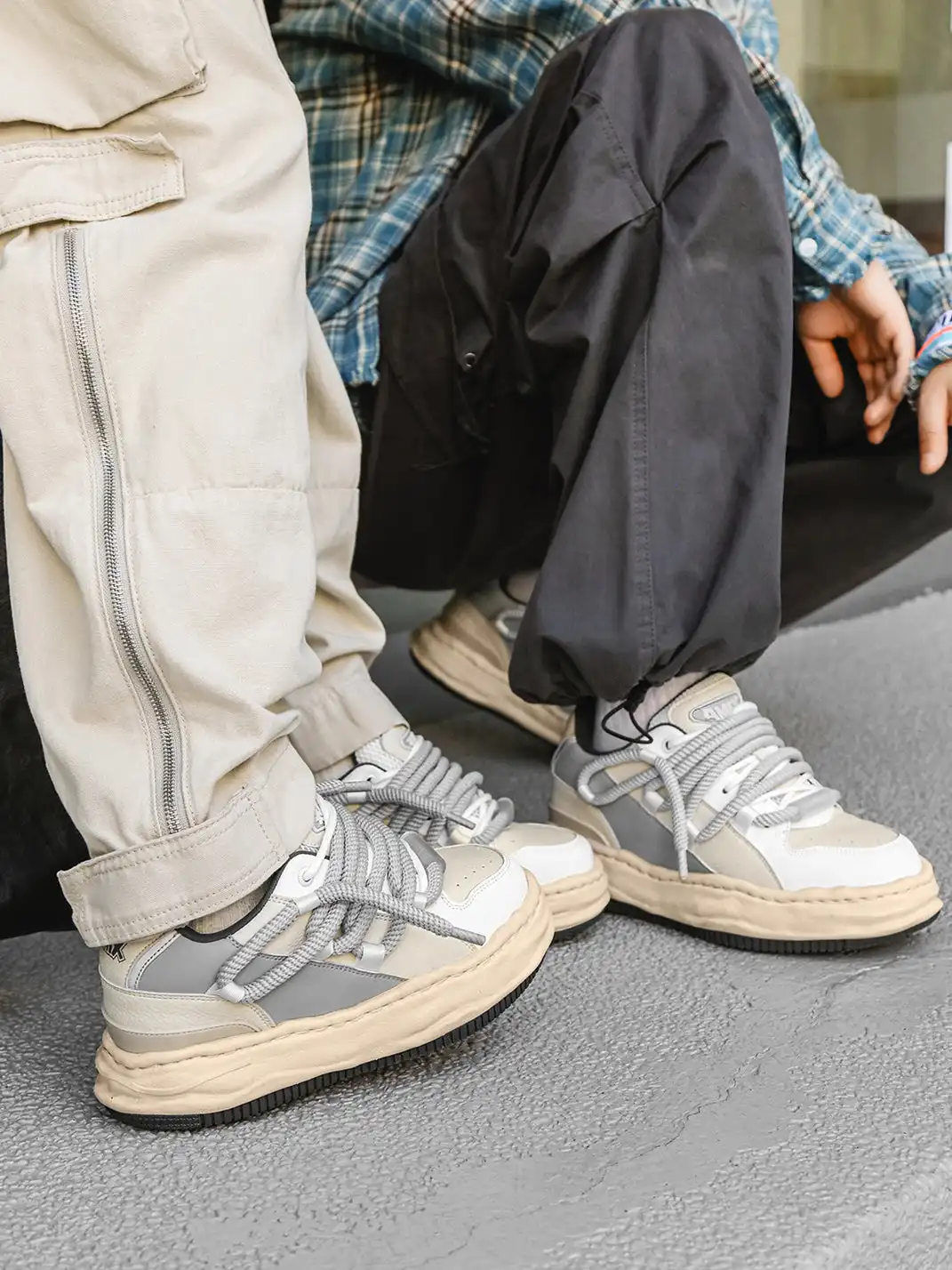 FGMM | Paneled Upper Wavy Sole Chunky Sneakers