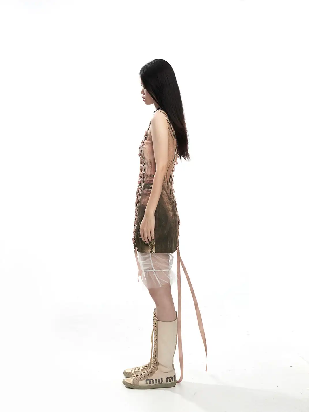 Fruitanari | Printed Tie-Up Vest Dress