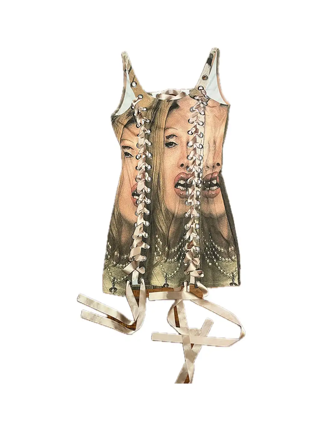 Fruitanari | Printed Tie-Up Vest Dress