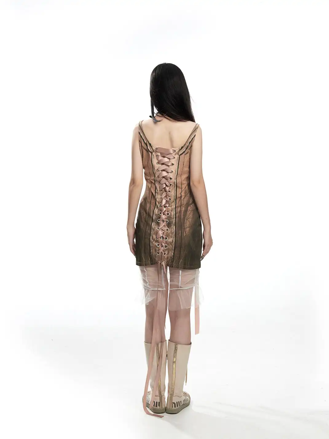 Fruitanari | Printed Tie-Up Vest Dress