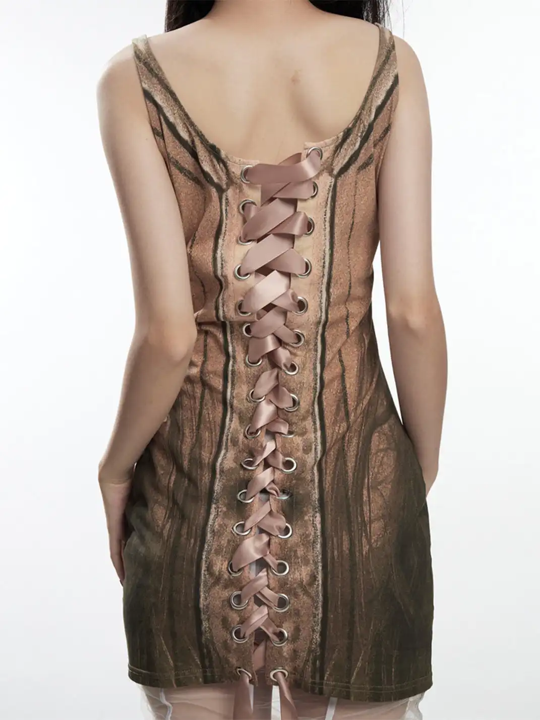 Fruitanari | Printed Tie-Up Vest Dress