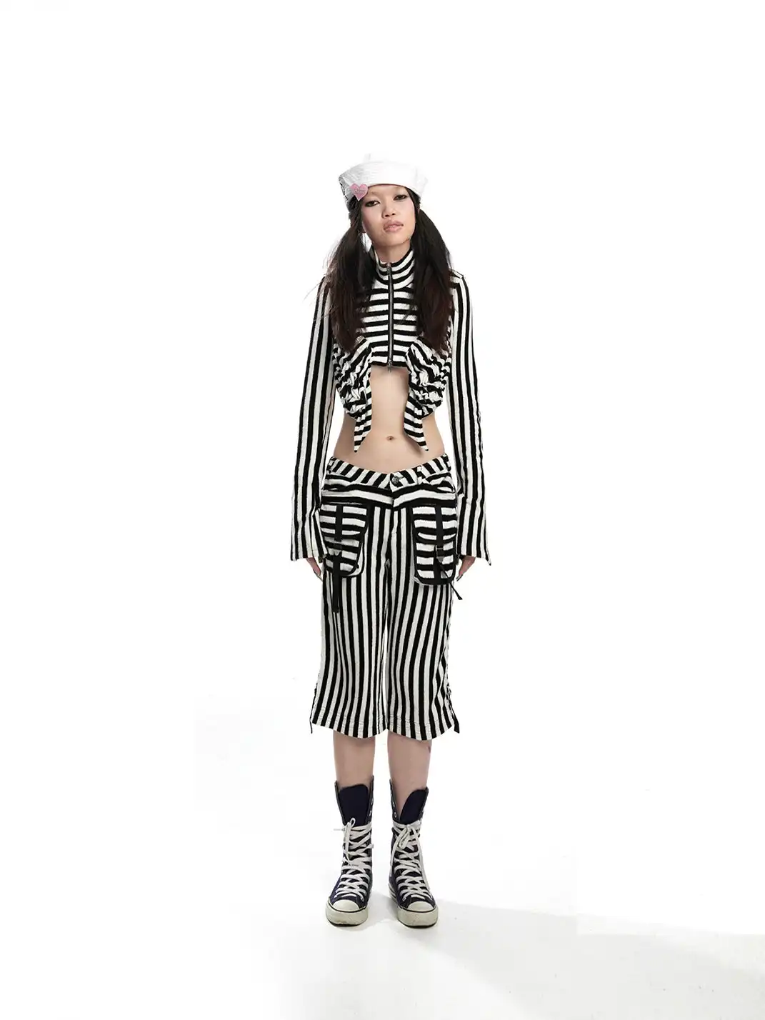 Fruitanari | Striped Deconstructed Crop Top
