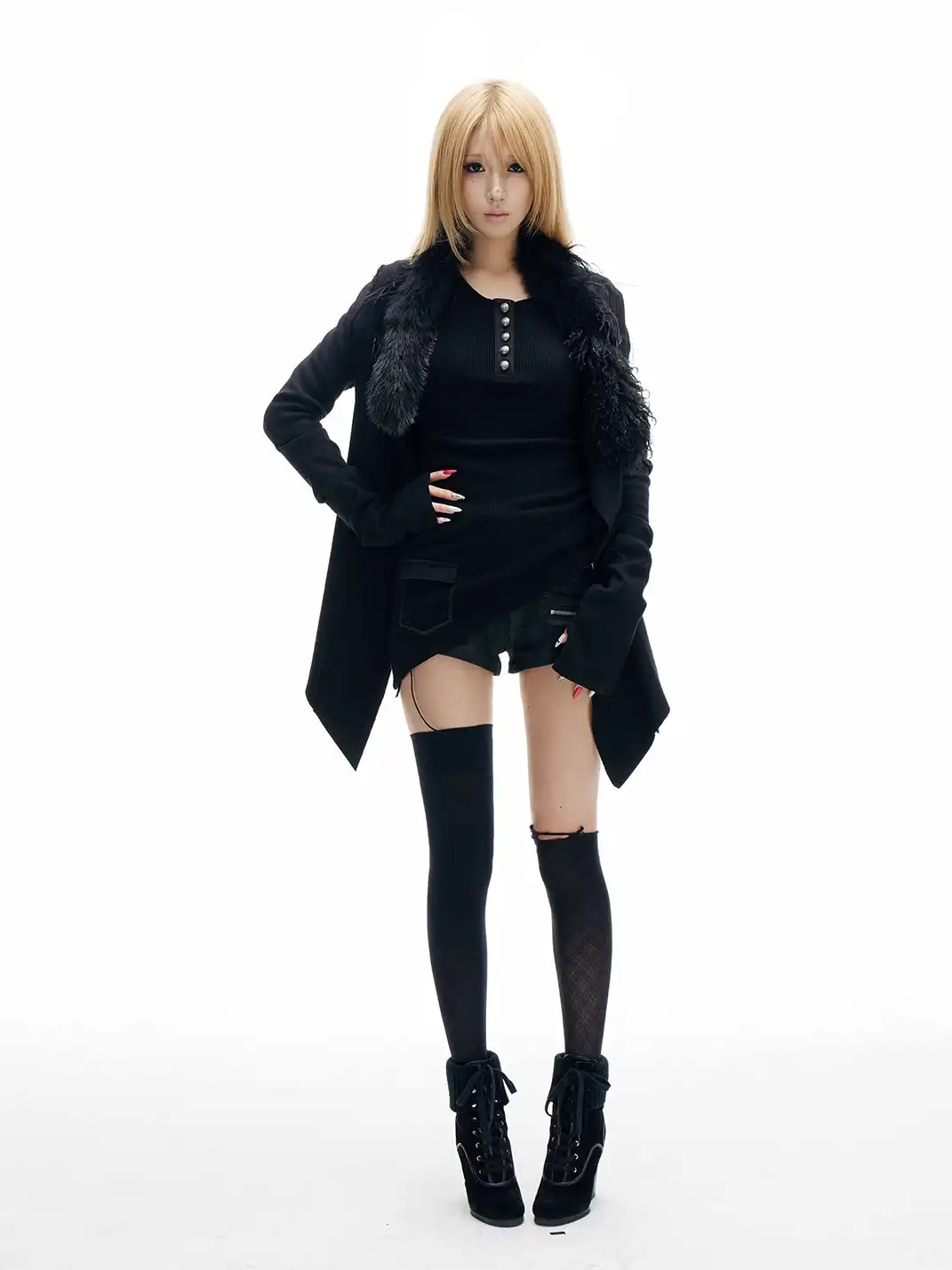 FreeOxygen | Irregular Cross-Collar Henley Sweater