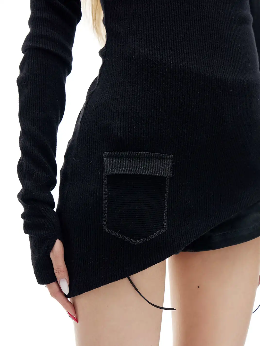 FreeOxygen | Irregular Cross-Collar Henley Sweater