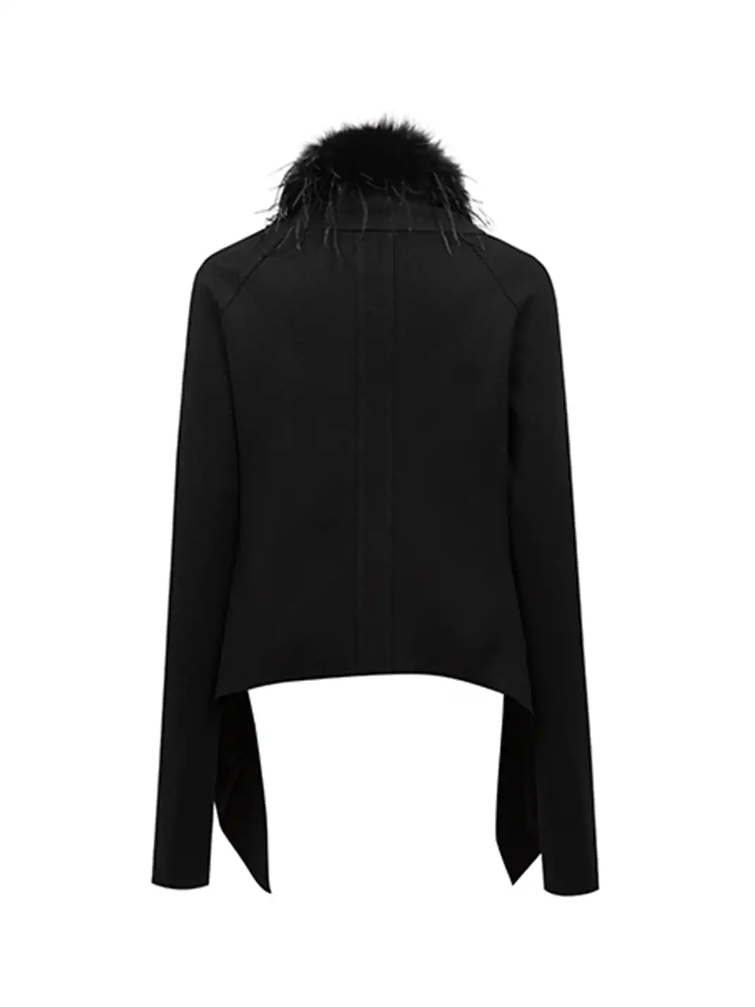 FreeOxygen | Ostrich Feather Collar Knit Cardigan