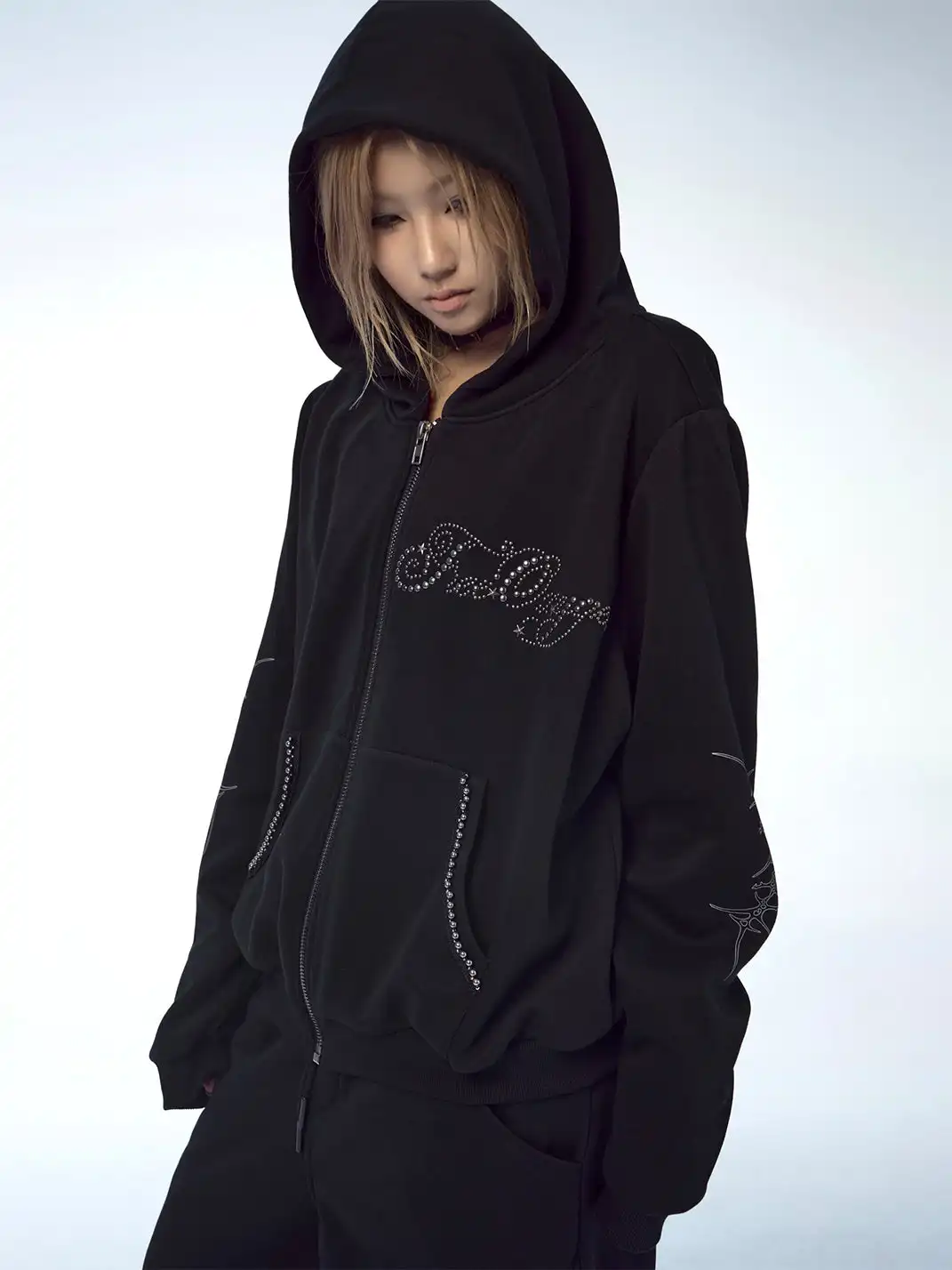 FreeOxygen | Rhinestone Subculture Totem Hoodie