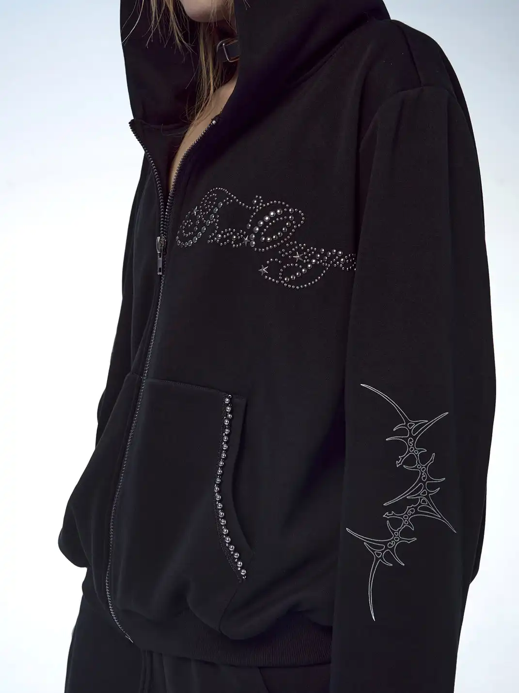 FreeOxygen | Rhinestone Subculture Totem Hoodie