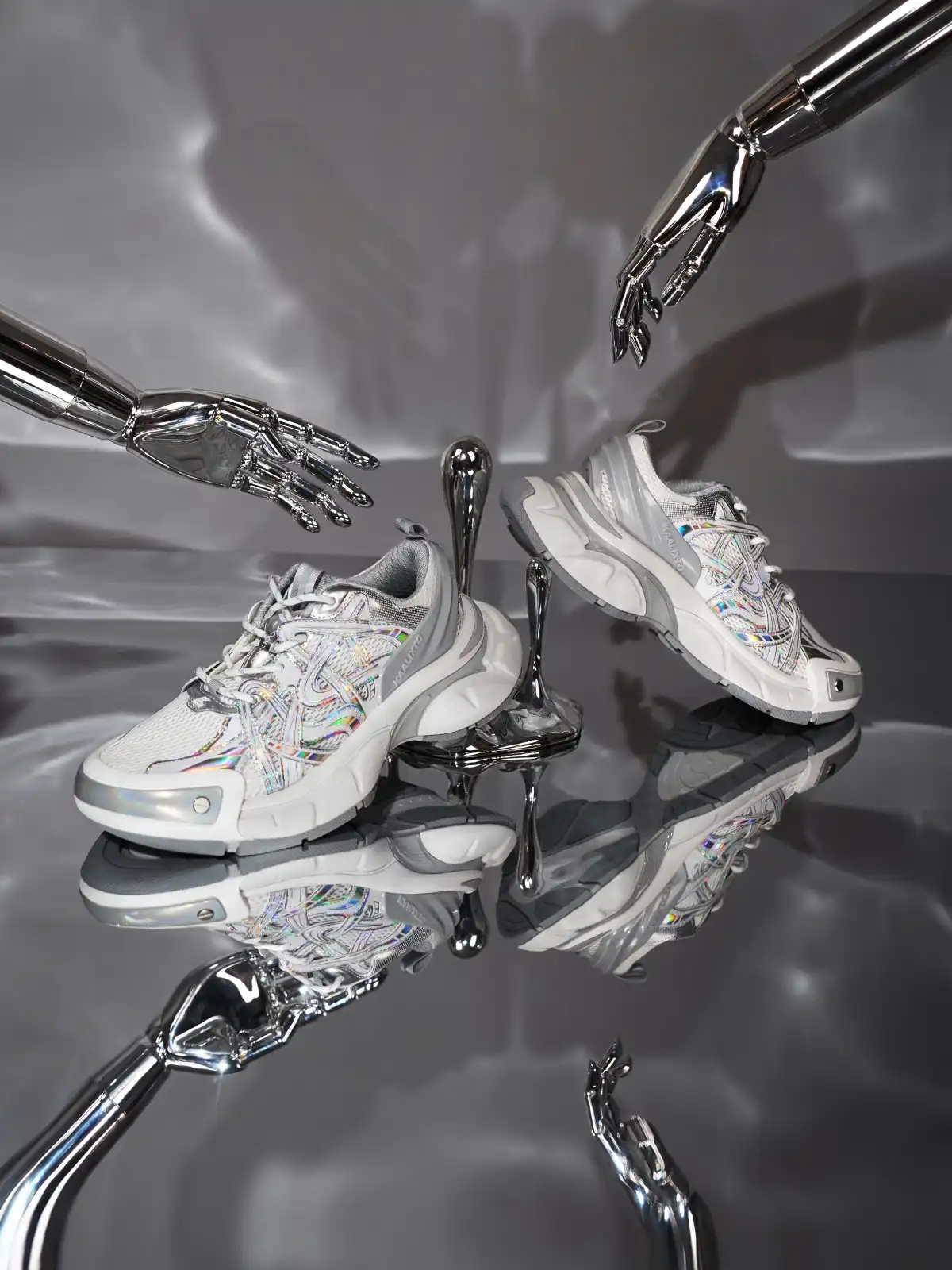 KAALIXTO丨Silver Thick-Soled Height-Enhancing Breathable Sports Dad Shoes