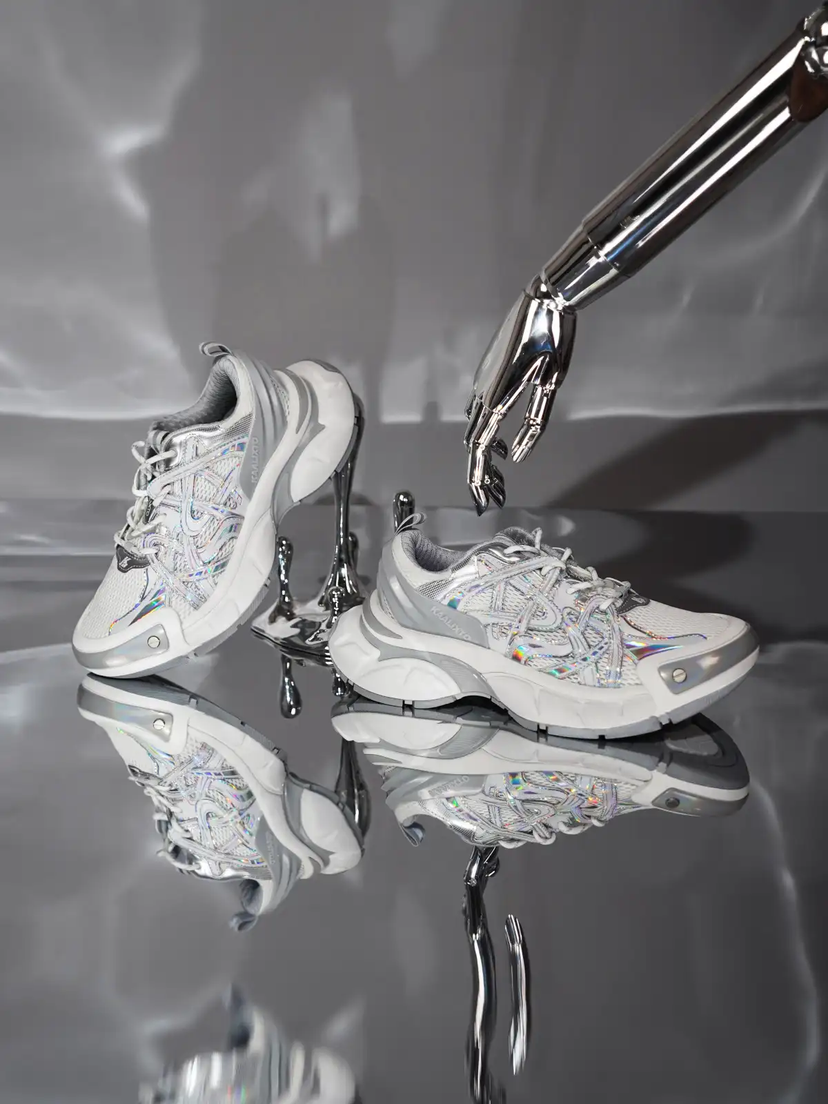 KAALIXTO丨Silver Thick-Soled Height-Enhancing Breathable Sports Dad Shoes