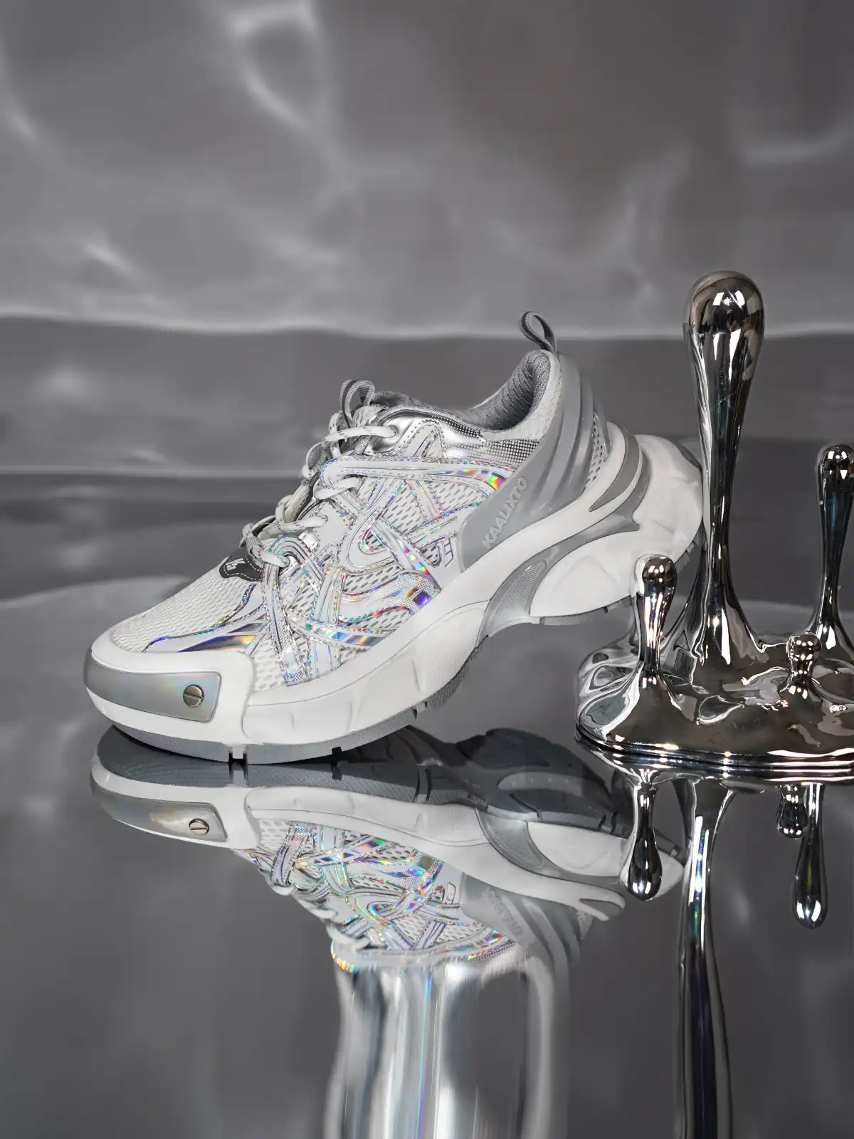 KAALIXTO丨Silver Thick-Soled Height-Enhancing Breathable Sports Dad Shoes
