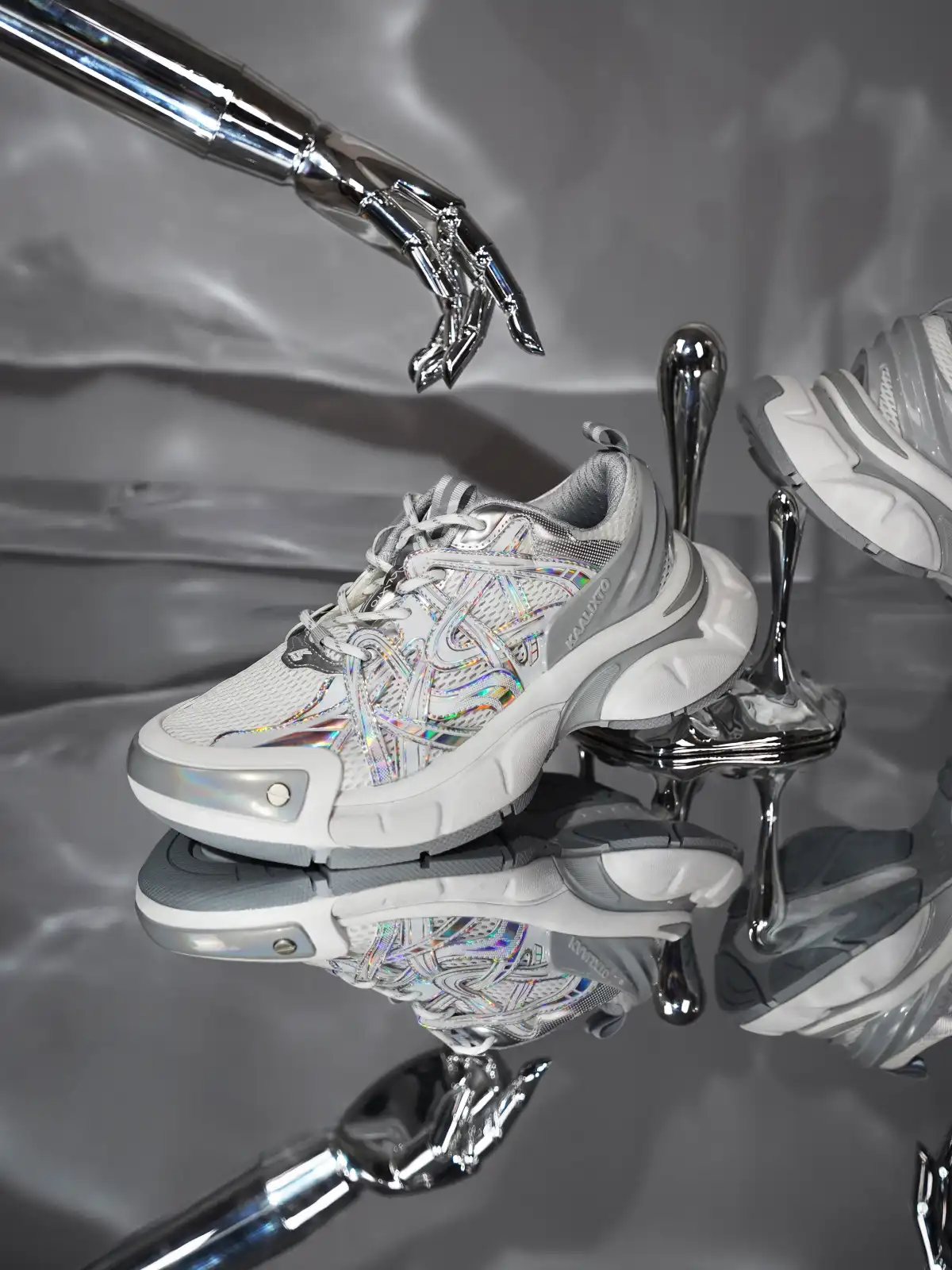 KAALIXTO丨Silver Thick-Soled Height-Enhancing Breathable Sports Dad Shoes