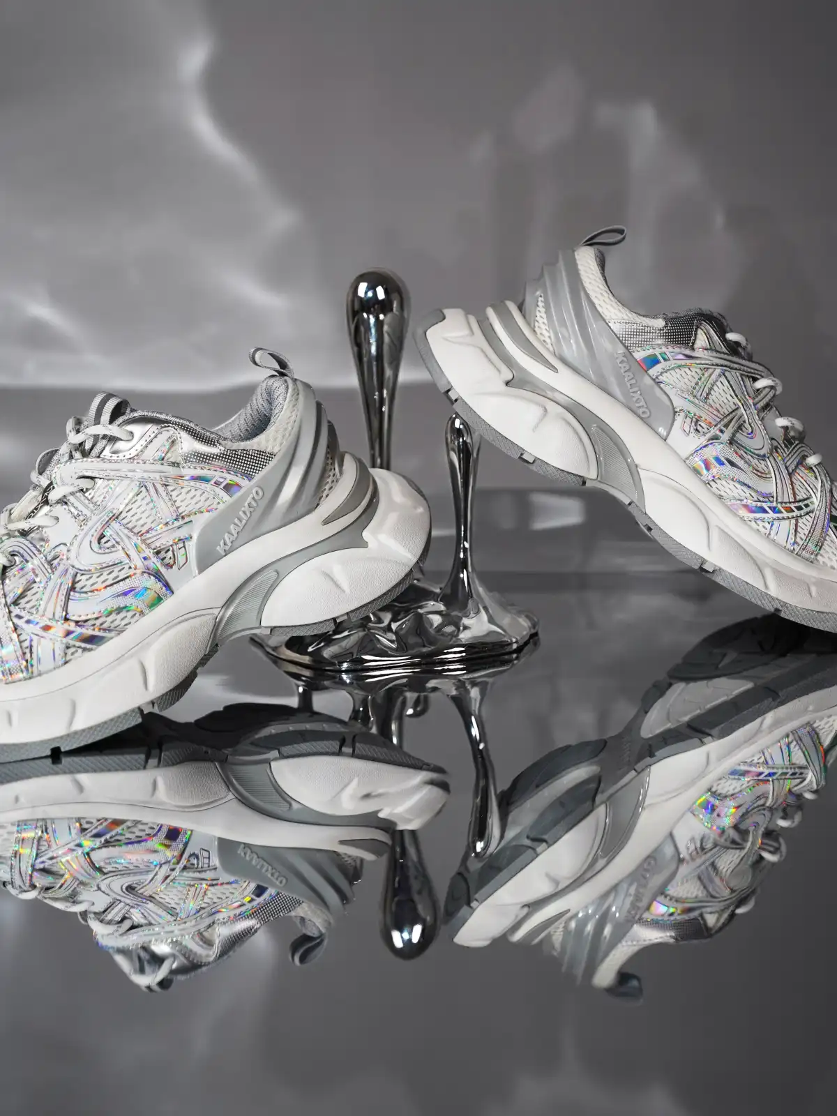 KAALIXTO丨Silver Thick-Soled Height-Enhancing Breathable Sports Dad Shoes