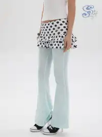 SUNNY | Polka Dot Perforated Rhinestone Flared Pants Skirt