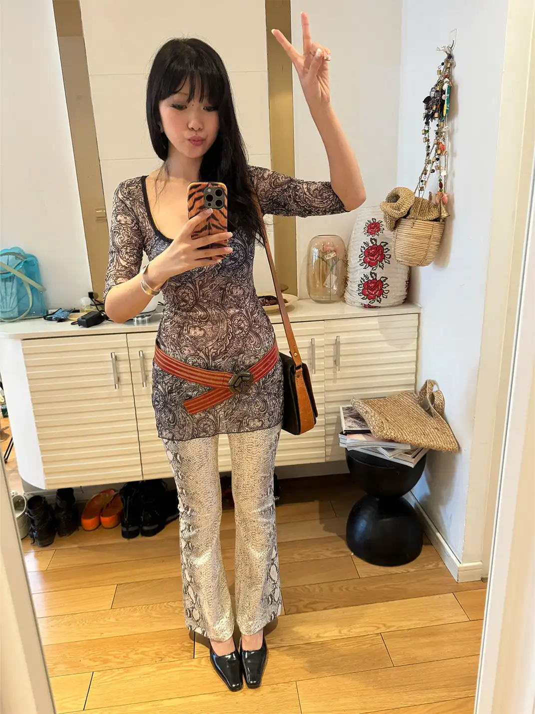 SUNNY | Mesh Print Square Neck Sheer Dress