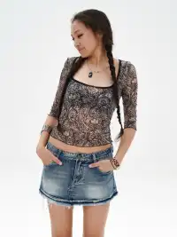 SUNNY | Mesh Print Three-Quarter Sleeve Top